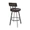 Armen Living Jinab Swivel Counter Stool in Brown Metal with Brown Faux Leather 840254335240 - alternate 9